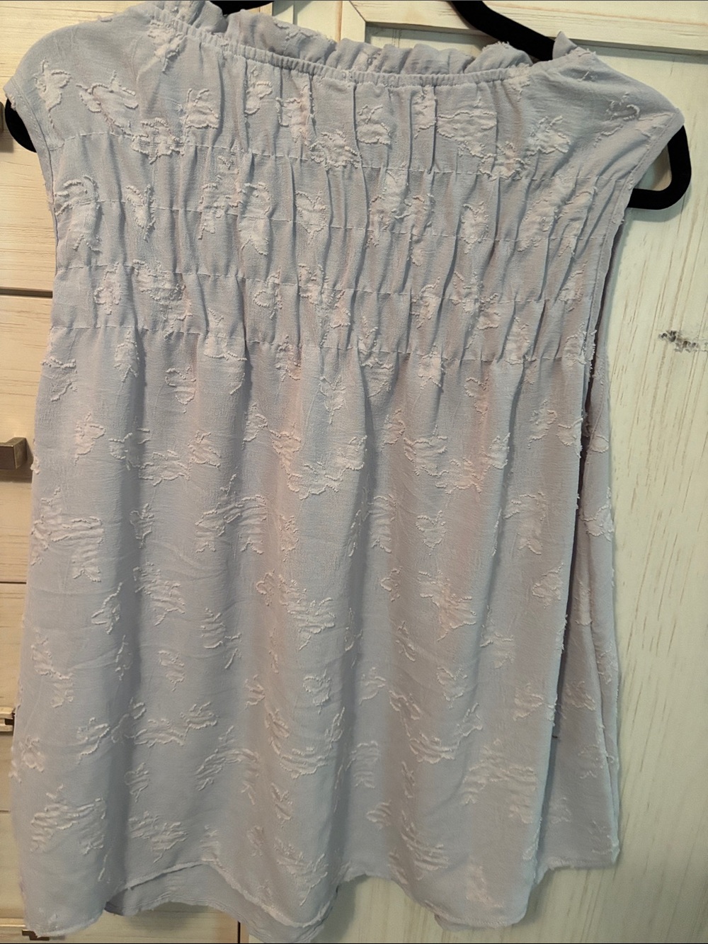 Light gray Sleeveless Smocked Neck Blouse - Picture 4 of 4